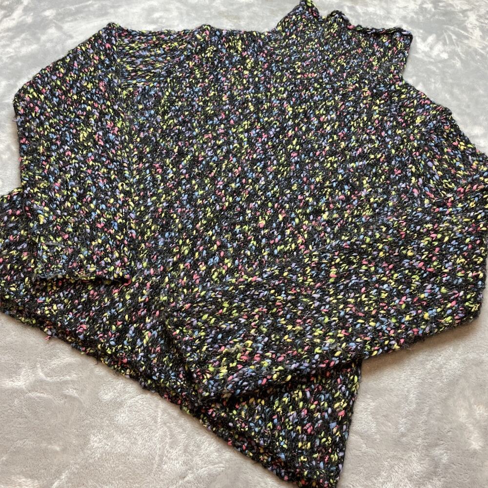 Northern Isles Womens Mohair Blend Confetti Sweater M Black Spotted Turtleneck